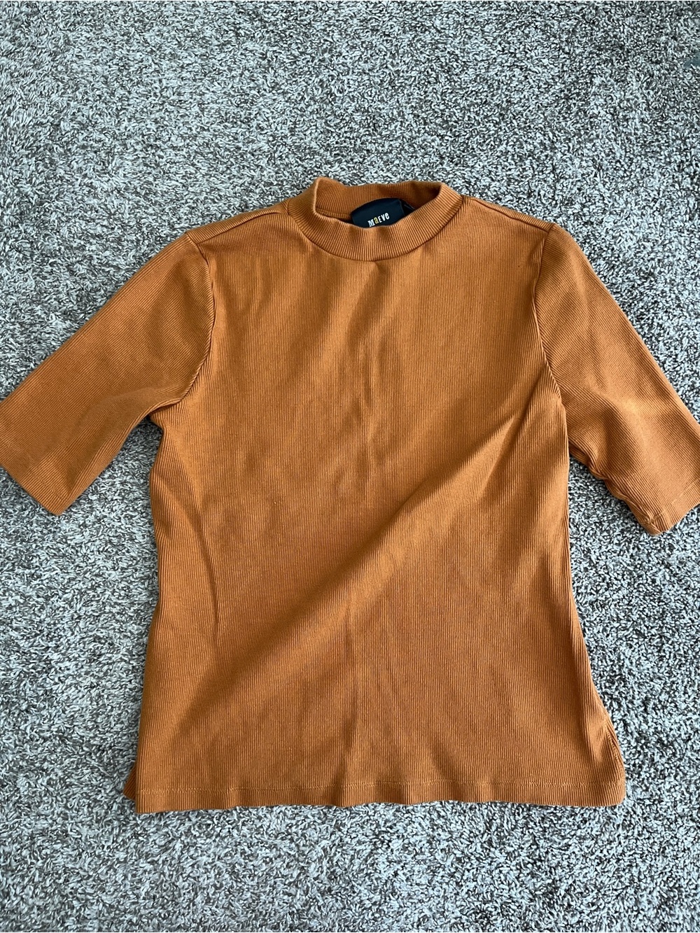 Maeve by Anthropologie Camel Colored Mock Neck Ribbed Shirt